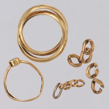 Diverse guld, sten, defekt, 18K  Vikt: 6,2 g