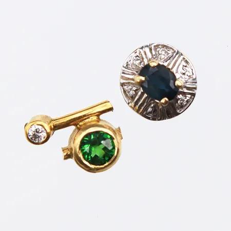 Defekt guld med stenar, 18K Vikt: 1,2 g