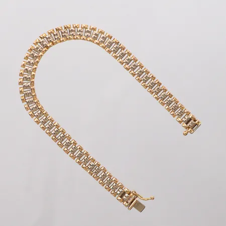 Armband 2-färg längd 18,5cm bredd 7mm 18k Vikt: 15 g