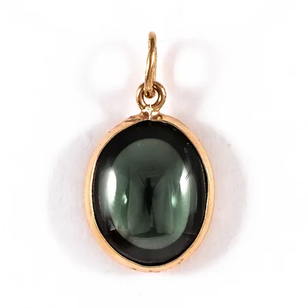 Hänge med grön sten 10,5x19,5mm 18K 1,3g. 
