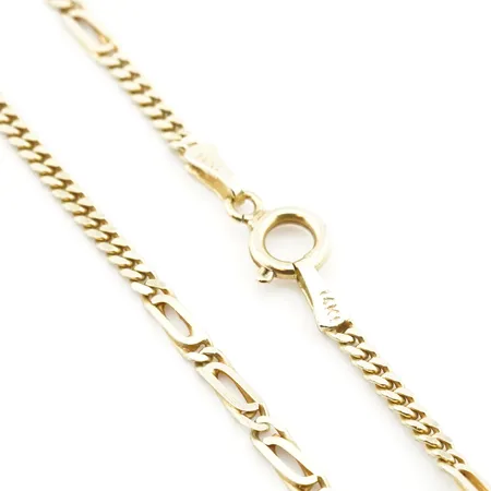Halskedja, 46,5cm, bredd 2,5mm, 14k Vikt: 7 g