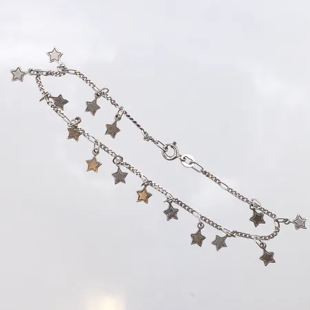 Armband Figaro med 15 berlocker, 22cm, bredd: 1,8mm, 925/1000 silver Vikt: 4,8 g