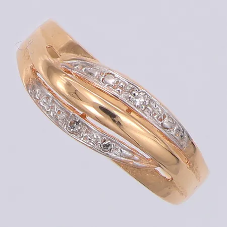 Ring diamanter 2 x ca0,01ct stl:17¾, 14K Vikt: 1,9 g