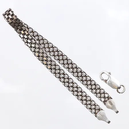 Armband x-länk 18cm, bredd: 6mm, ojämn länk samt defekt lås, 925/1000 silver Vikt: 6,4 g
