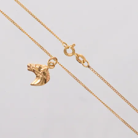 Collier Pansar längd 49cmbredd 1,10mm, hänge häst 16mm,18k Vikt: 3,2 g