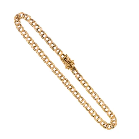 Armband Bismarck, 18K guld, tillverkarstämpel DE, svensk kontrollstämpel, längd knäppt 19,0 cm, bredd 4 mm, något missfärgad Vikt: 5,8 g