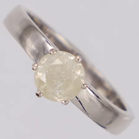 Ring med diamant ca 1 x 0,80ct, Pique 3, vitguld, stl:16¾, 18K Vikt: 4,3 g