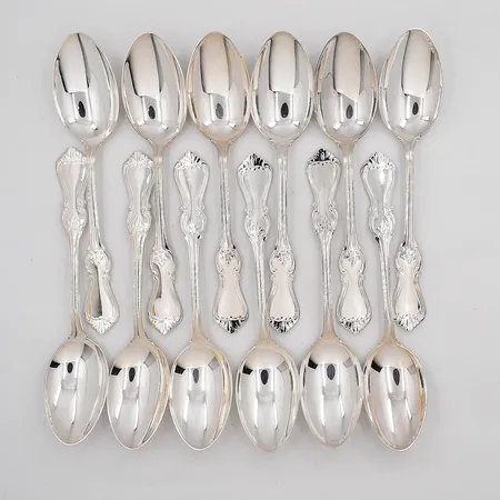 12 Bordsskedar modell Olga längd 18cm silver 830/1000 Vikt: 586,8 g