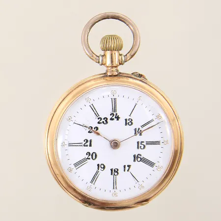 Mormorsur 14K manuell boett-nr:202538 innerboett i metall Ø34mm, glas med spricka samt repor, fungerar ej, boett med smärre bucklor, bruttovikt: 27,5g