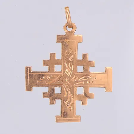 Hänge Jerusalemkors 33mm, 14K. Träetui Vikt: 1,6 g