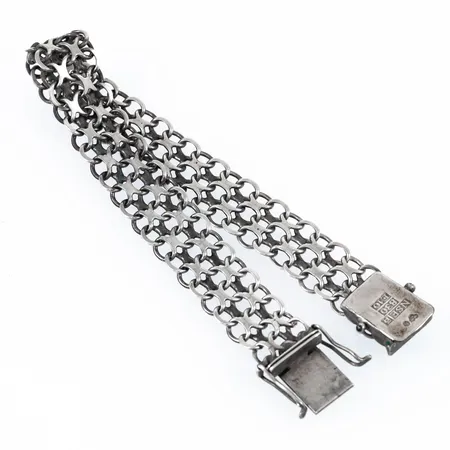 Armband X-länk 20cm bredd 12,5mm, bruksslitage, mörk i länkar, silver 830/1000 17,0g.
