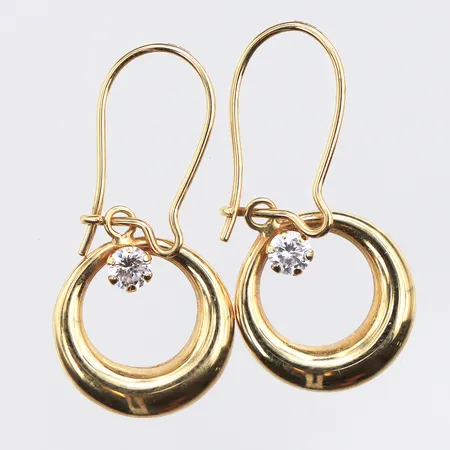 Ett par örhängen med vita stenar, 27x12,4mm, krokar, 18K Vikt: 1,2 g