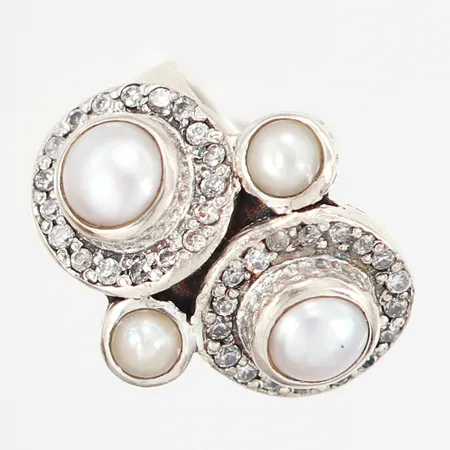 Ring Kum Kum med stenar och pärlor, stl:16, bredd ca18mm, silver 925/1000 Vikt: 11,8 g
