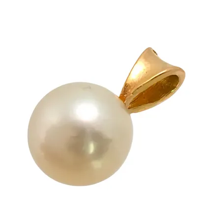 Hänge, 18K guld, odlad Pärla Ø 6,3 mm, Gia, svensk kontrollstämpel, längd inkl. ögla 12 mm, fint skick Vikt: 0,6 g