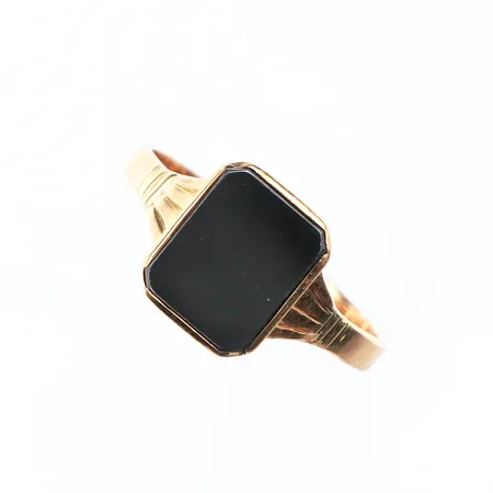 Klackring med hematit, Stl:22¼, bredd: 3,1-12,8mm, repig sten, 18K Vikt: 4,7 g