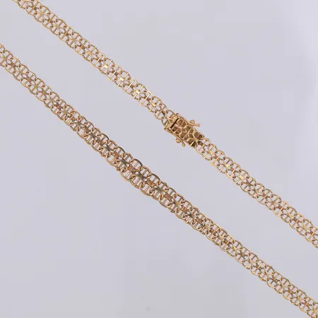 Collier doserad X-länk med stav NSE år 1998, 42,5cm bredd 5-7,5mm, 18K Vikt: 11,5 g