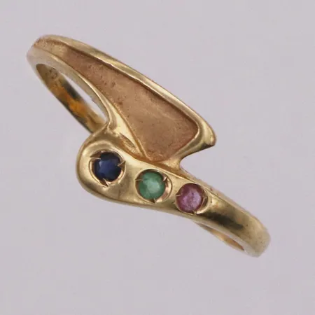 Ring med stenar stl:17½, bredd 1,3-8,3mm, 14K Vikt: 1,4g Vikt: 1,4 g