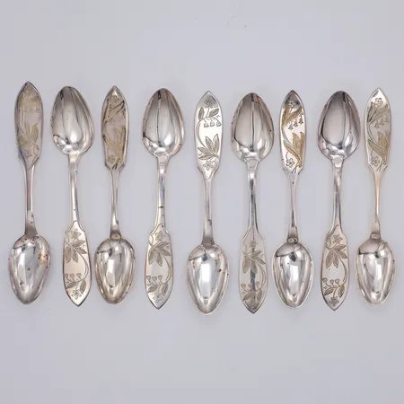 9 Kaffeskedar modell Tornedal 12,2cm år 1976, 830/1000 silver Vikt: 129,5 g