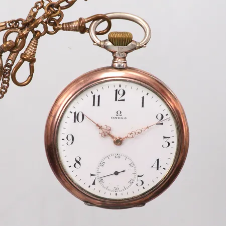 Fickur Omega silver 800/1000 ingår klockkedja metall med kompass Vikt: 0 g