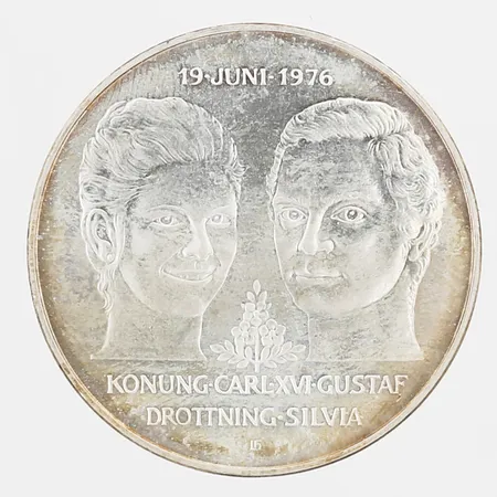 Mynt 50kr Det kungliga bröllopet 1967 Ø36mm, etui, silver 925/1000 Vikt: 26,9 g