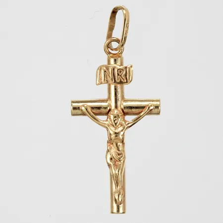 Hänge krucifix längd: ca 2,5cm bredd: ca 11mm 18K  Vikt: 0,6 g