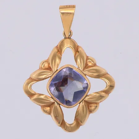 Hänge lila syntetisk safir 32mm Hallbergs, 18K Vikt: 2,3 g