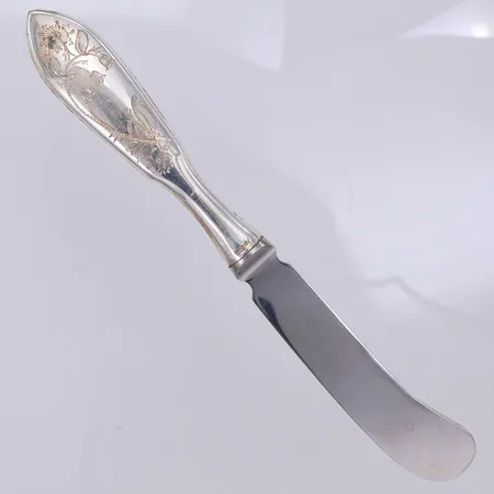 Smörkniv med stålblad modell Tornedal Haparanda år 1988, 17cm, 830/1000 silver Vikt: 50,6 g