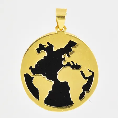 Hänge med onyxplatta GHA längd 20mm, Ø16mm, 18K. Vikt: 1,1 g