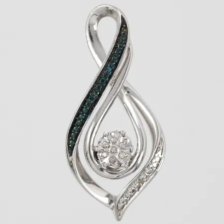 Hänge med diamant ca 8x0,005ct och färgade stenar längd: ca 3cm bredd: ca 12mm silver 925/1000 Vikt: 4,2 g