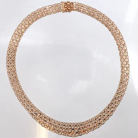 Collier doserad x-länk med stav, 44,5cm, bredd: 10,8-17,3mm, Aktiebolag D. Ekström, Falköping år 1971 18K Vikt: 34,8 g