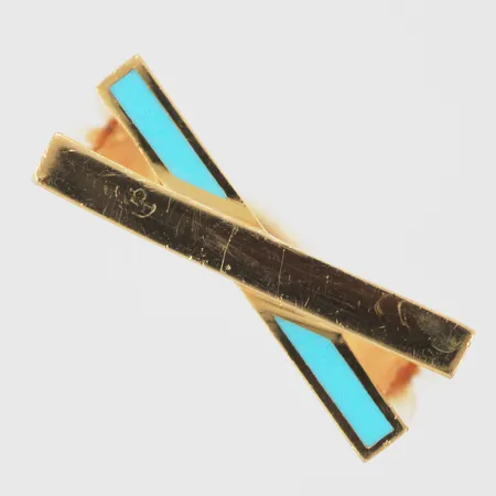 Ring med turkos detaljer stl: ca 17½ bredd: ca 8mm 21K Vikt: 4,8 g