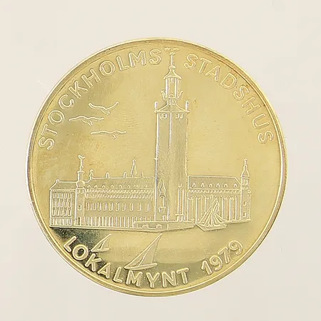 Lokalmynt 1000kr år 1979 Stockholms Stadshus Sporrong Ø33mm etui 18K Vikt: 17,9 g