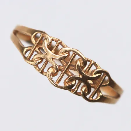 Ring x-länk med stav, Stl:17¾, bredd: 1,9-6,5mm, 18K Vikt: 1,6 g