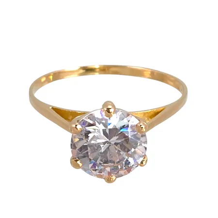 Ring, 18K guld, Cubic Zirconia Ø6,5 mm, stl:17,0 mm, bredd 1,3 - 7,5 mm, fint skick, sten utan anmärkning Vikt: 1,7 g