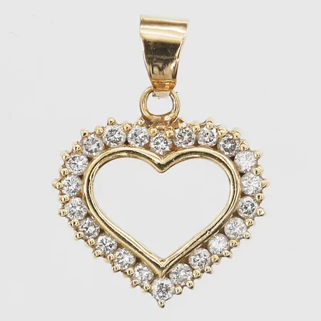 Hänge hjärta med diamanter 22xca0,02ct, längd 25mm, bredd 18mm, stämplad SF, 18K  Vikt: 4 g