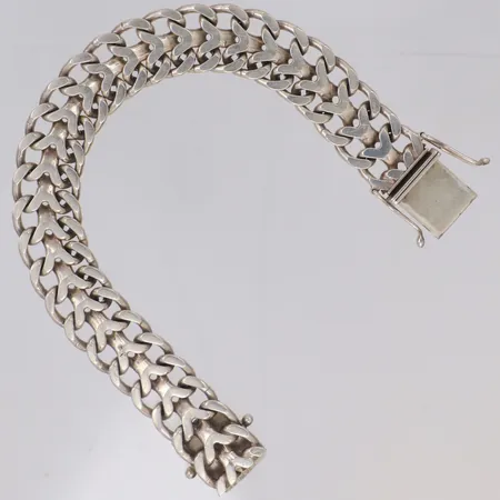 Armband Fiskben längd 18,5cm, bredd 14mm, Jo-Ans Guld AB Köping 1977, glapp i låset, silver 830/1000 Vikt: 44,8 g