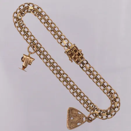 Armband X-länk med berlocker, längd 20cm, bredd 6,3mm, svenska stämplar, 18K Vikt: 12,8g Vikt: 12,8 g