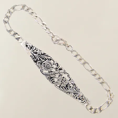 Armband Figaro GFAB med integrerad platta med dekor längd 17,5cm bredd 4-12mm silver 925/1000 Vikt: 6,1 g