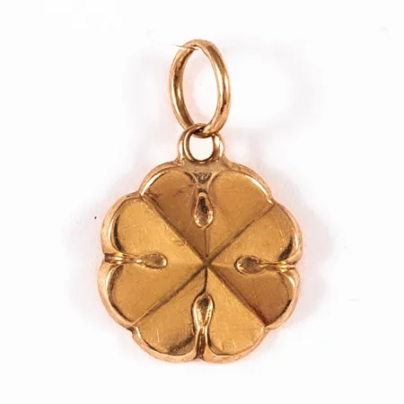 Hänge fyrklöver 12x19mm, slitage öglor, bucklig, 18K 0,8g. 