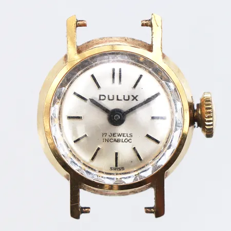 Damur Dulux 18K, 16,8mm, manuell, boettnr: 1574, defekt går ej, saknar band, inga tillbehör, bruttovikt: 6,2g Vikt: 6,2 g