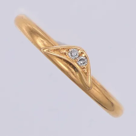 Ring diamantere 2 x ca 0,01ct stl:16¼, gravyr, 18K Vikt: 1,9 g