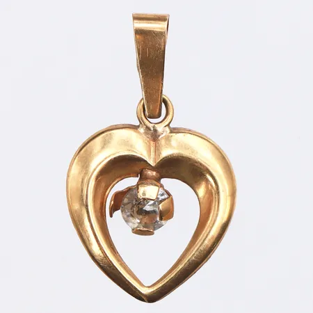 Hänge hjärta med vit sten, 20mm, 18K Vikt: 0,5 g