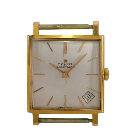 Vintage Zenith "Kennedy", doublé, 30 x 30 mm, automatisk, verknummer 5684467, boettnummer 9803993, defekt urverk, bruksmärken,