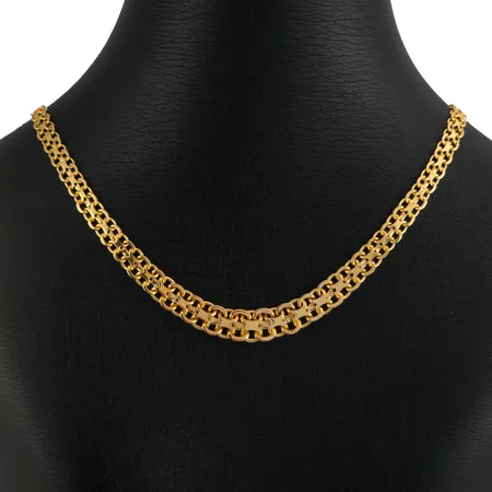 Halskedja X-länk, 18K guld, doserad modell, tillverkarstämpel SR, Stockholm, svensk kontrollstämpel, längd 44,5 cm, bredd 5-8 mm, fint skick Vikt: 15,9 g