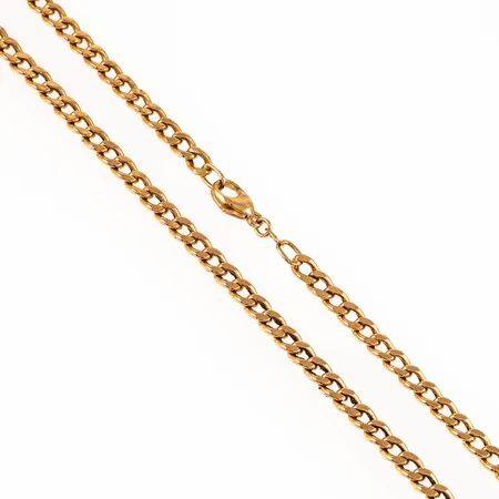 Kedja ihålig Pansar 51cm bredd 4mm, bindögla ej lödd, 18K 13,6g. 