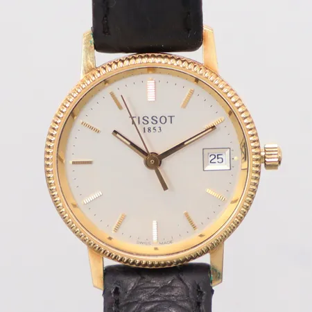 Damur Tissot, Ø24mm gravyr behov av batteribyte skinnband  14K  Vikt: 0 g