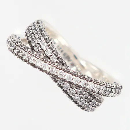 Ring Pandora med stenar stl:15¾, bredd 7mm, Silver 925/1000 Vikt: 6,8 g