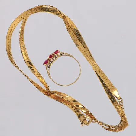 Kedja ring, stenar, skadat, defekt, 14K Vikt: 8,3 g