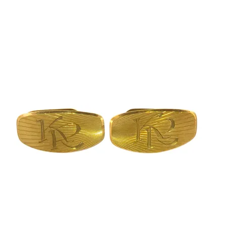 Manschettknappar, 8K guld - 333/1000, front 14x24 mm, monogram Vikt: 7,6 g