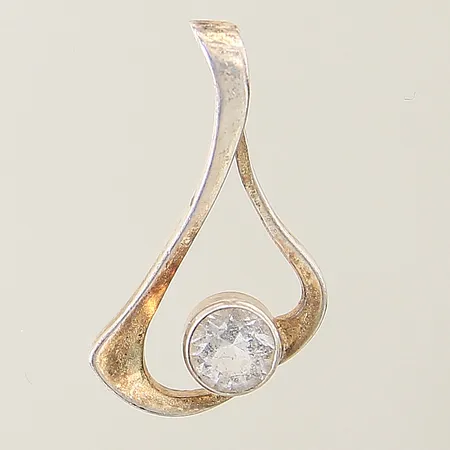 Hänge med vit sten 23x13mm silver 925/1000 Vikt: 1,1 g